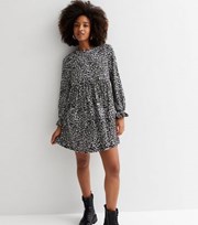 New Look Black Abstract Print Long Sleeve Mini Dress